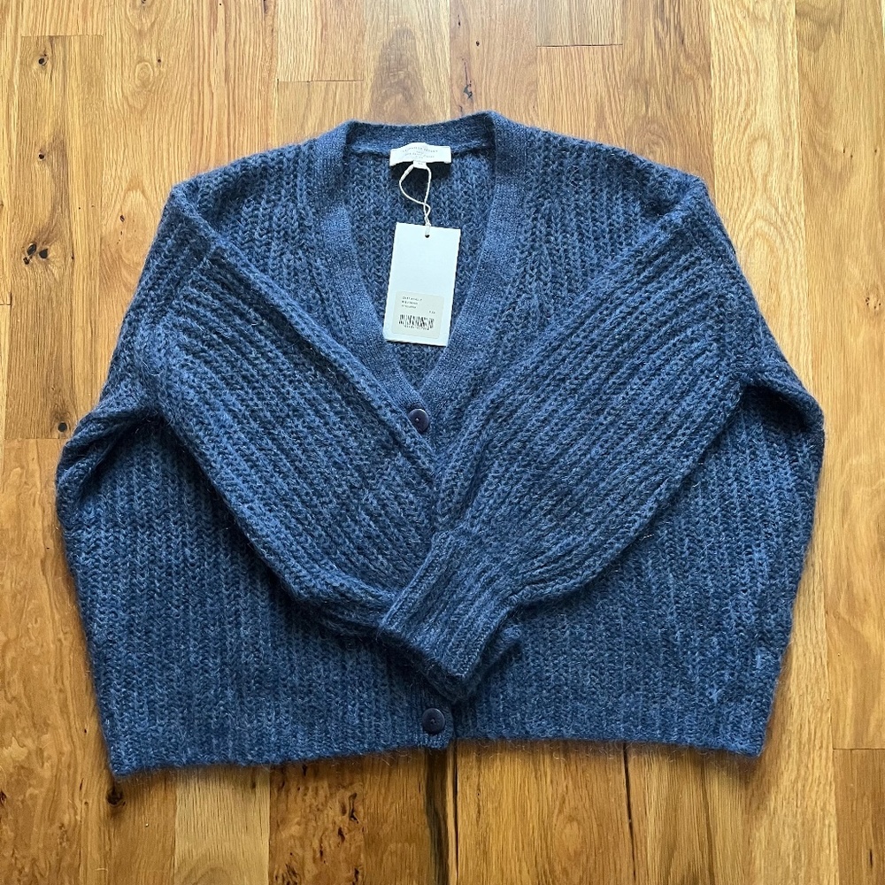 Sezane Blue Knit Cardigan